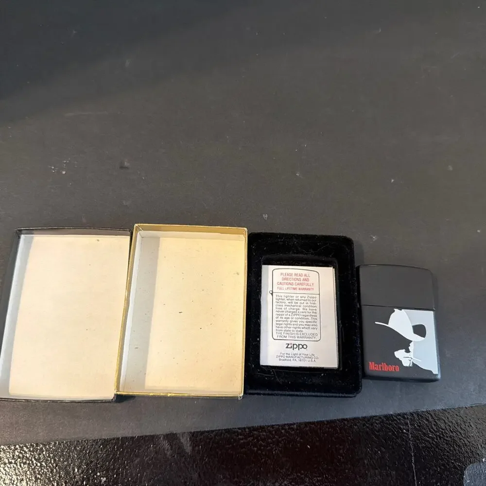 Vintage 1998 Marlboro Man Cowboy Black Matte Zippo Lighter